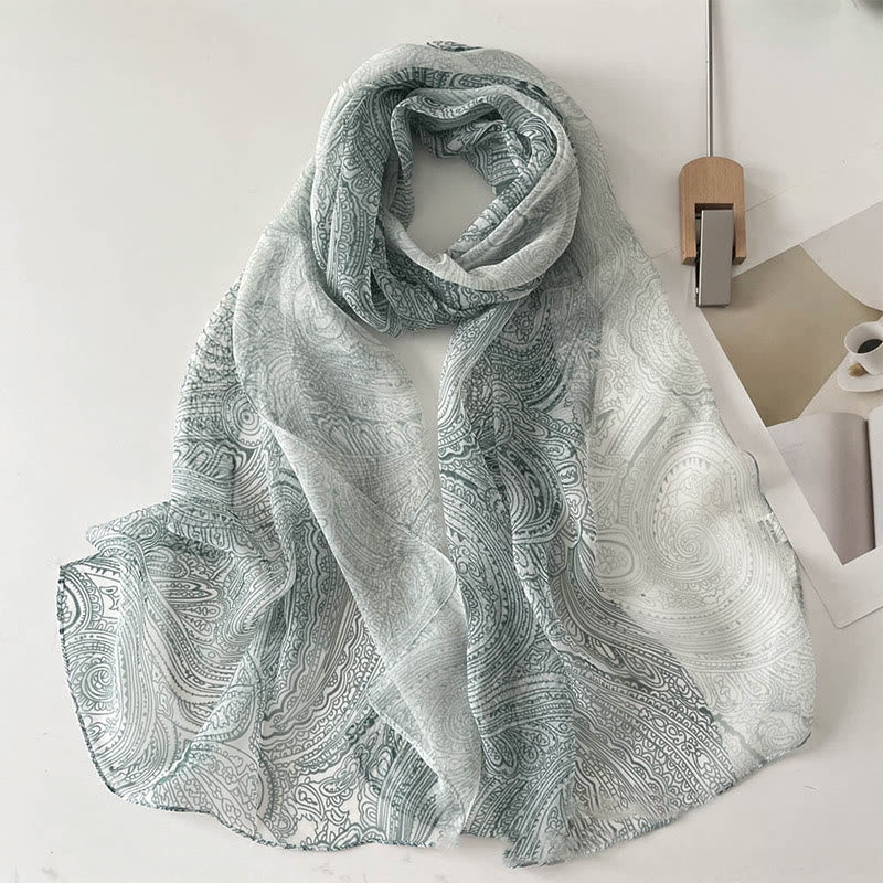 Women's Soft Summer Chiffon Flower Pattern Beach Sunscreen Scarf - Image 45