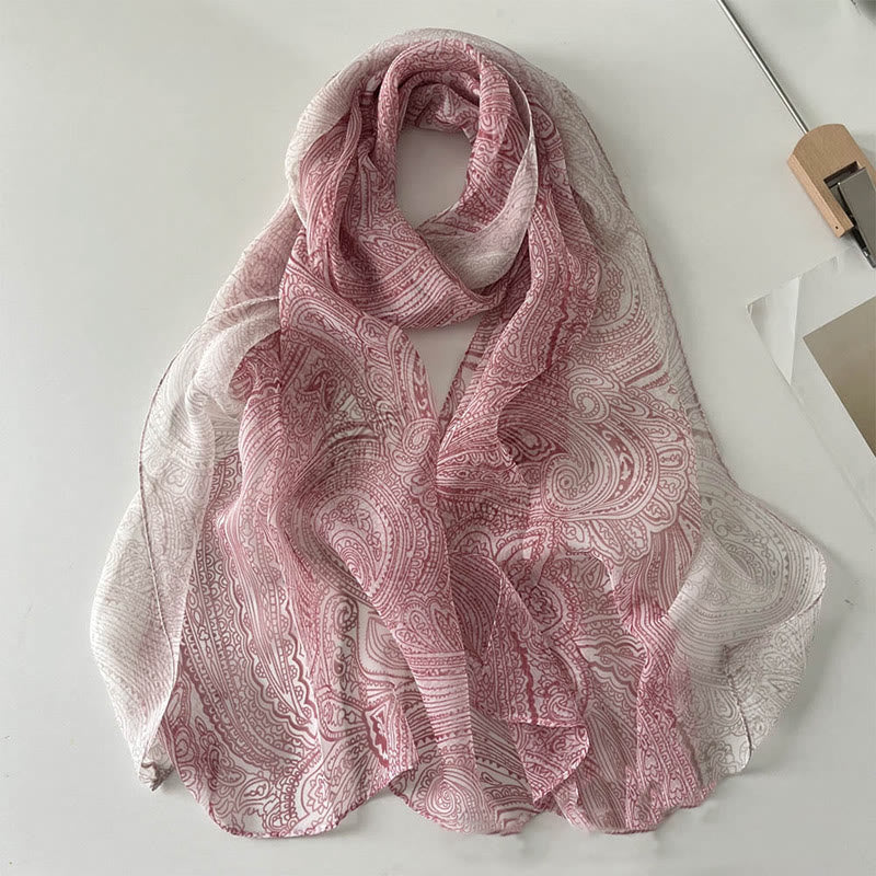 Women's Soft Summer Chiffon Flower Pattern Beach Sunscreen Scarf - Image 46