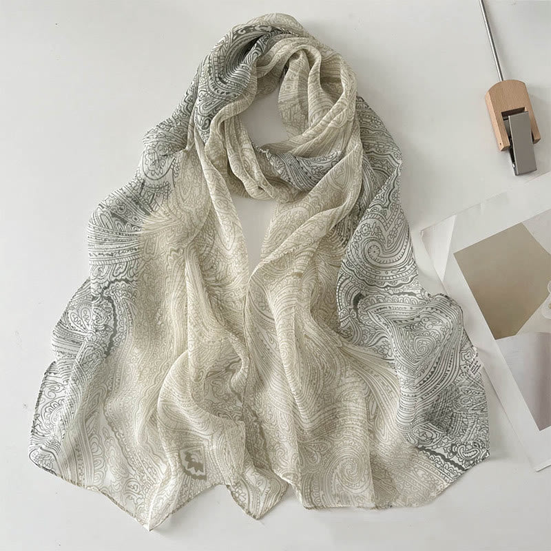 Women's Soft Summer Chiffon Flower Pattern Beach Sunscreen Scarf - Image 49