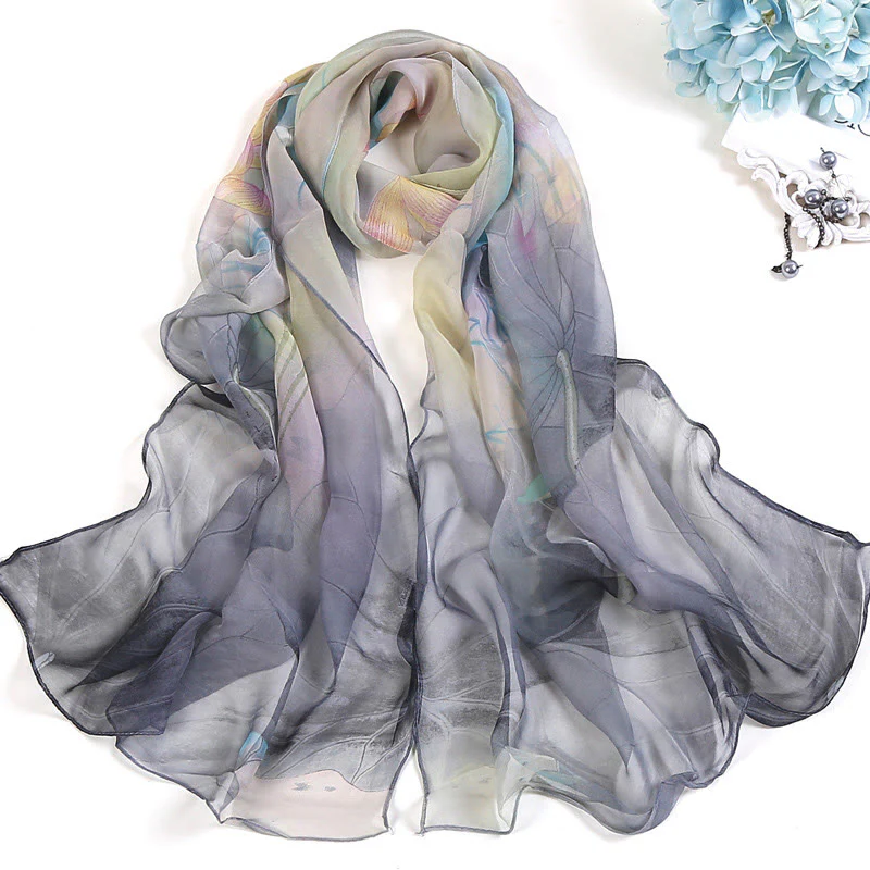 Women's Soft Summer Chiffon Flower Pattern Beach Sunscreen Scarf - Image 5