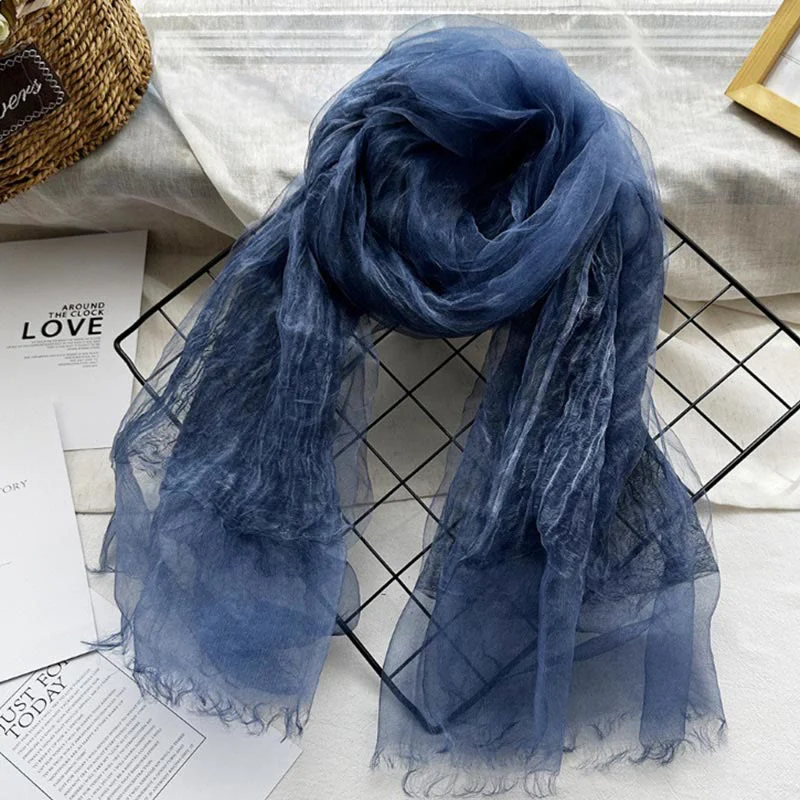 Women's Solid Color Lightweight Sunscreen Shawl Thin Scarf - Image 6