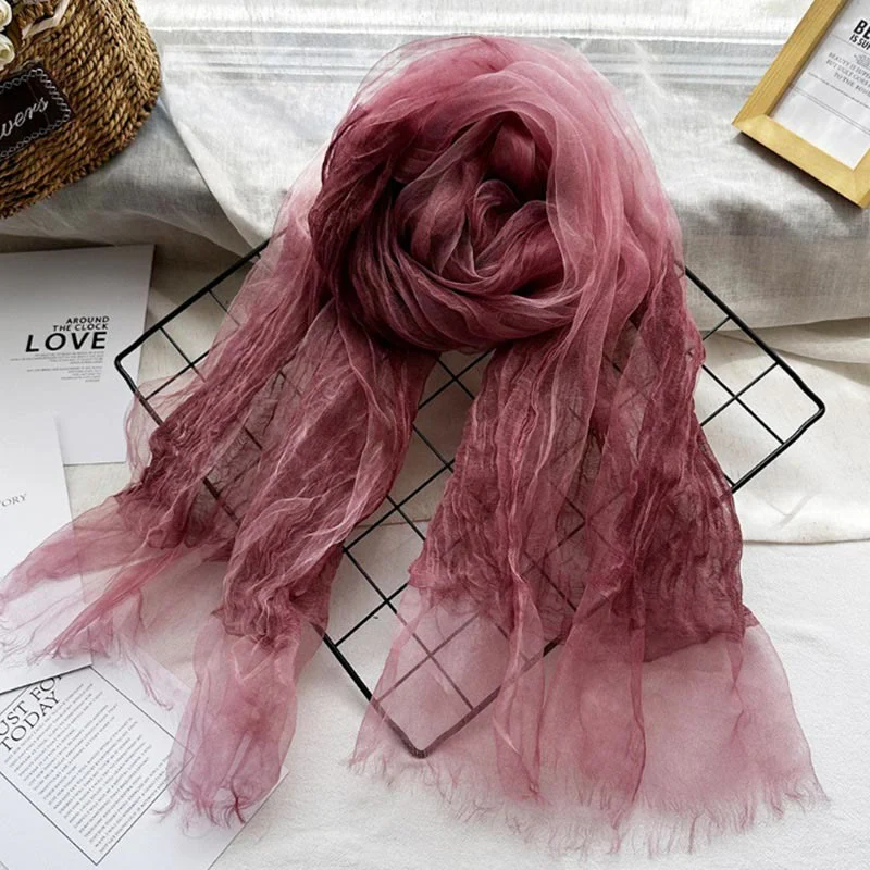 Women's Solid Color Lightweight Sunscreen Shawl Thin Scarf - Image 8