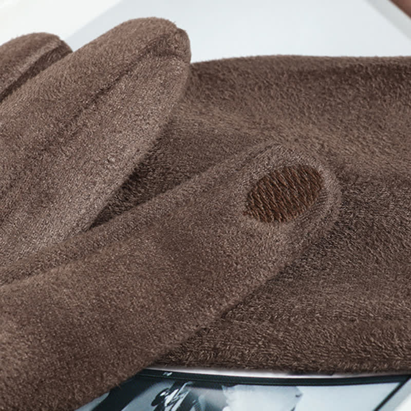 Women's Solid Color Warm Fleece Lined Sueded Gloves - Image 6