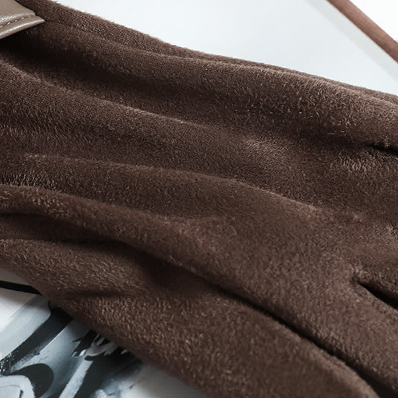 Women's Solid Color Warm Fleece Lined Sueded Gloves - Image 7
