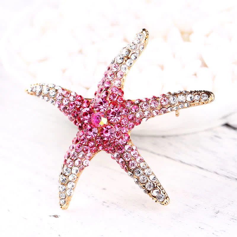 Women's Sparkling Starfish Rhinestone Brooch - Image 2