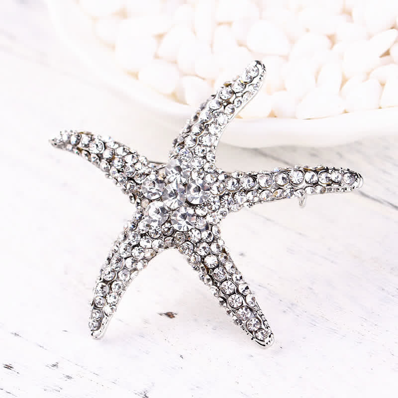 Women's Sparkling Starfish Rhinestone Brooch - Image 3