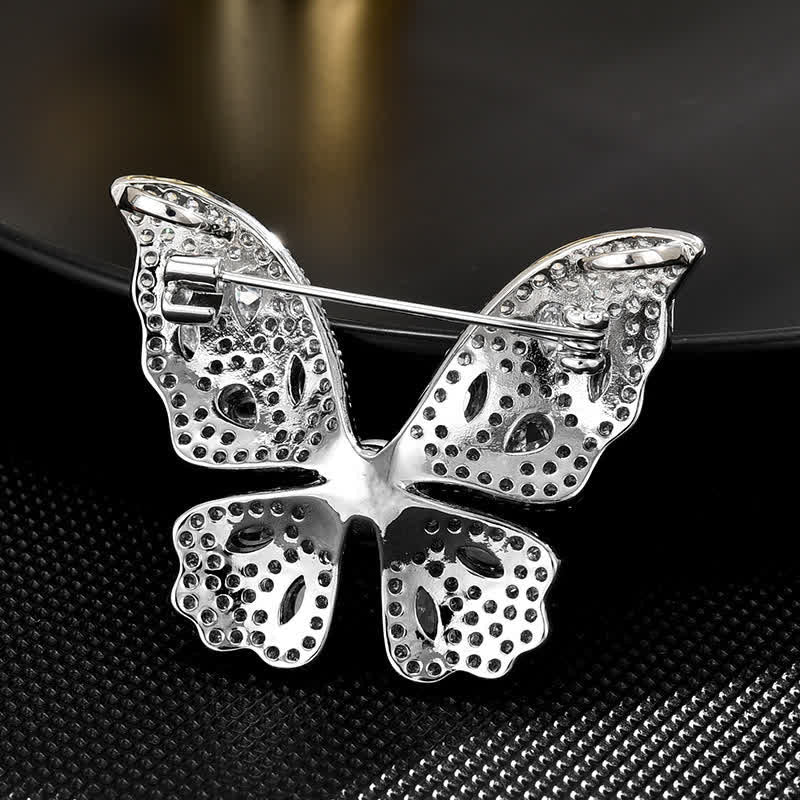 Women's Sparkling Zircon Pearl Butterfly Brooch - Image 4
