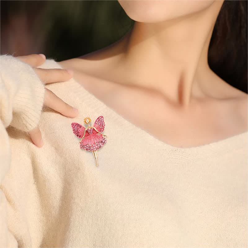 Women's Sparkly Dainty Dress Ballerina Brooch - Image 2