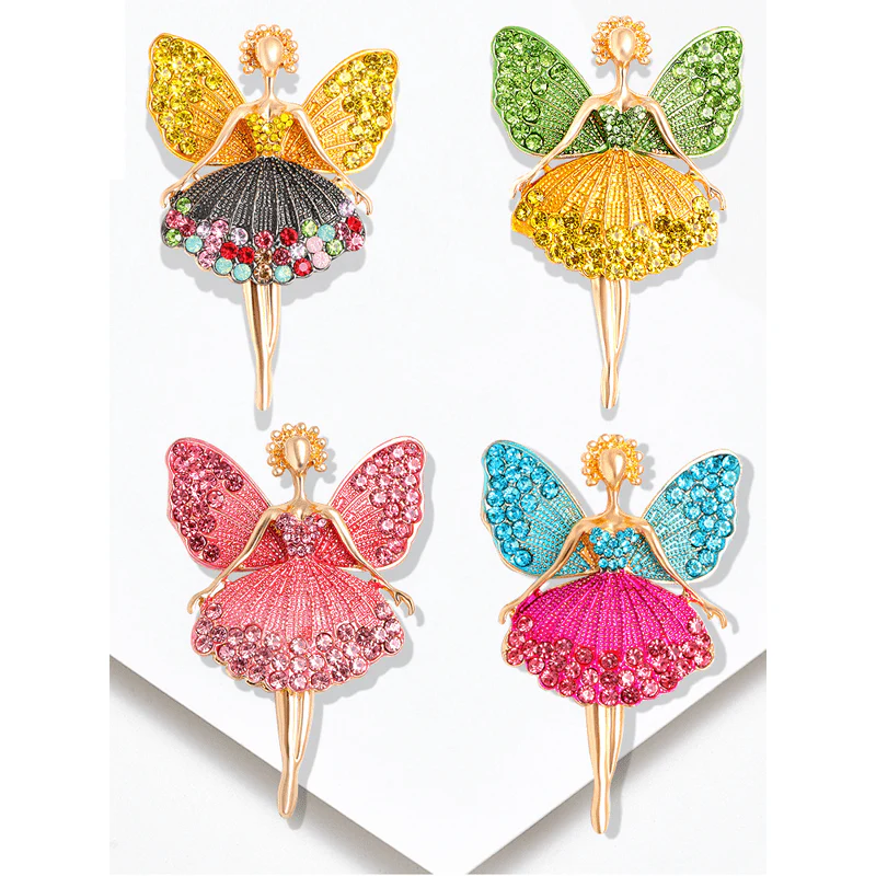 Women's Sparkly Dainty Dress Ballerina Brooch - Image 3