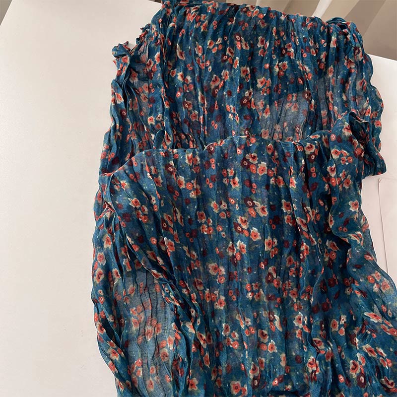 Women's Spring Pleated Floral Pattern Soft Scarf - Image 4