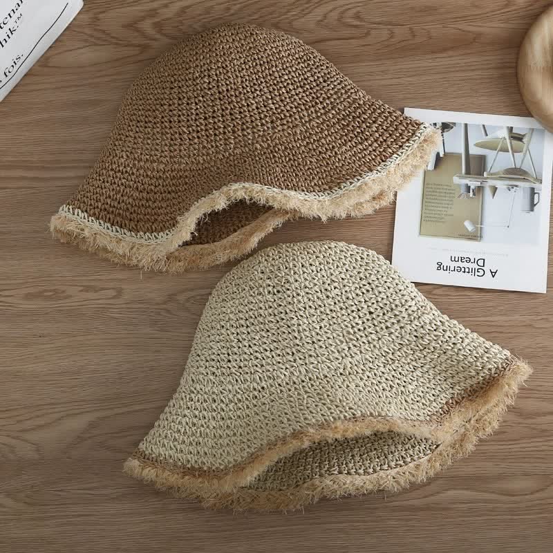 Women's Spring Summer Hat Floppy Foldable Straw Hat - Image 3