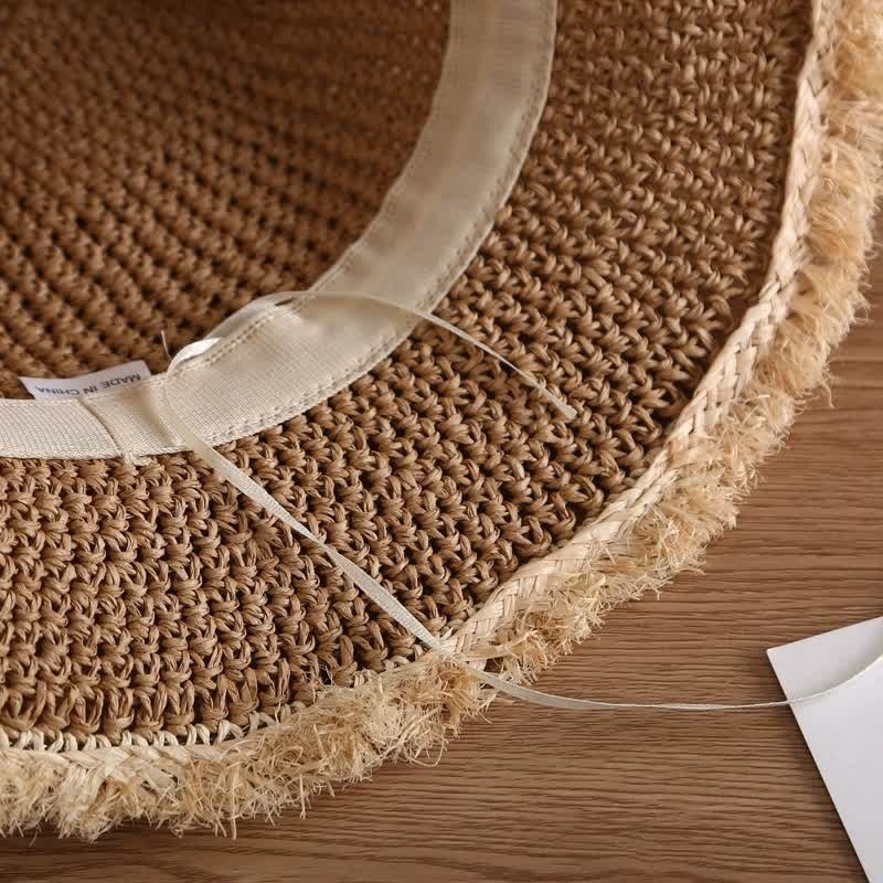 Women's Spring Summer Hat Floppy Foldable Straw Hat - Image 5