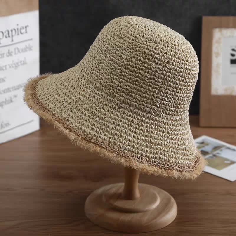 Women's Spring Summer Hat Floppy Foldable Straw Hat - Image 6