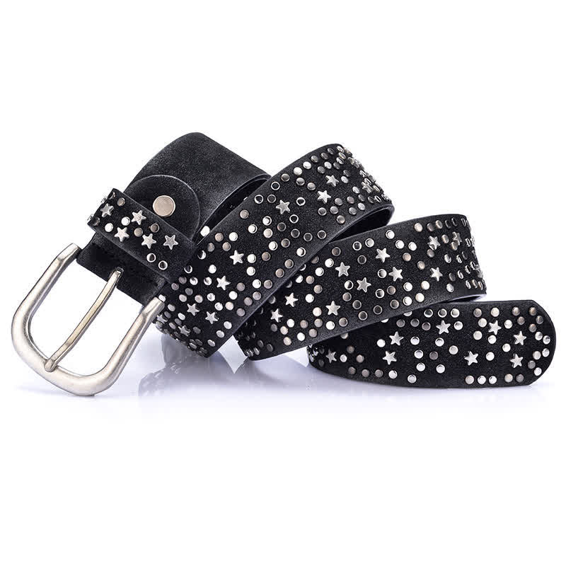Women's Starry Night Rivet Studded Leather Belt - Image 4