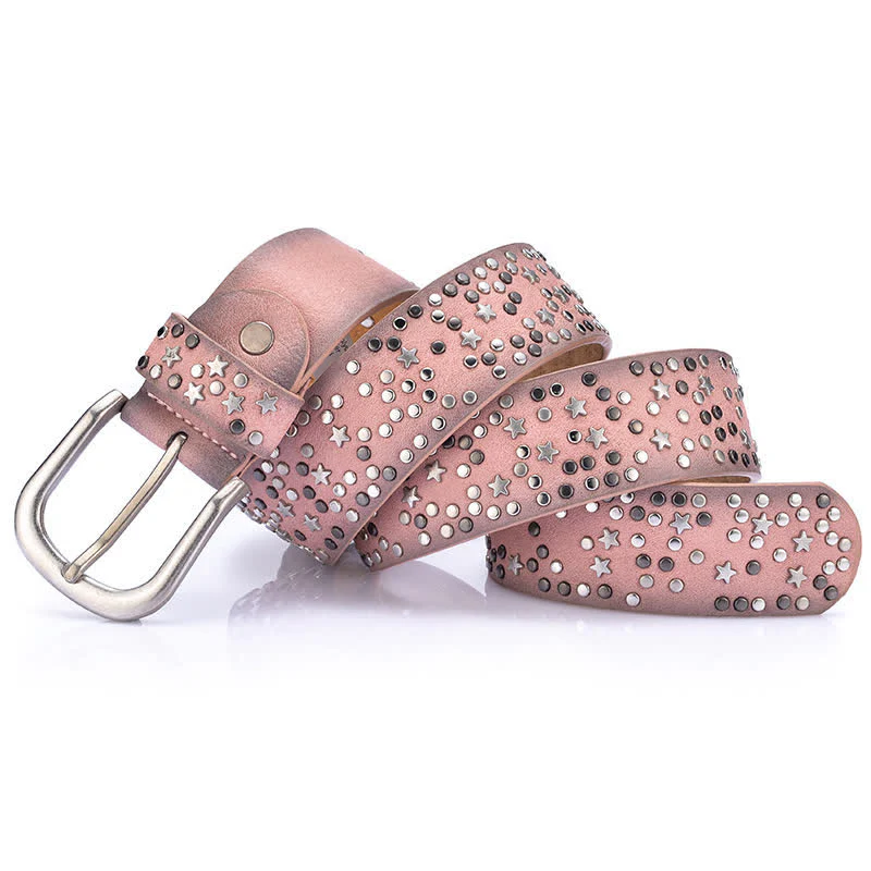 Women's Starry Night Rivet Studded Leather Belt - Image 7