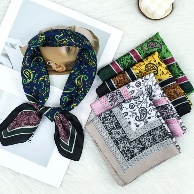 Women's Stylish Colorful Paisley Print All Season Lightweight Square Scarf