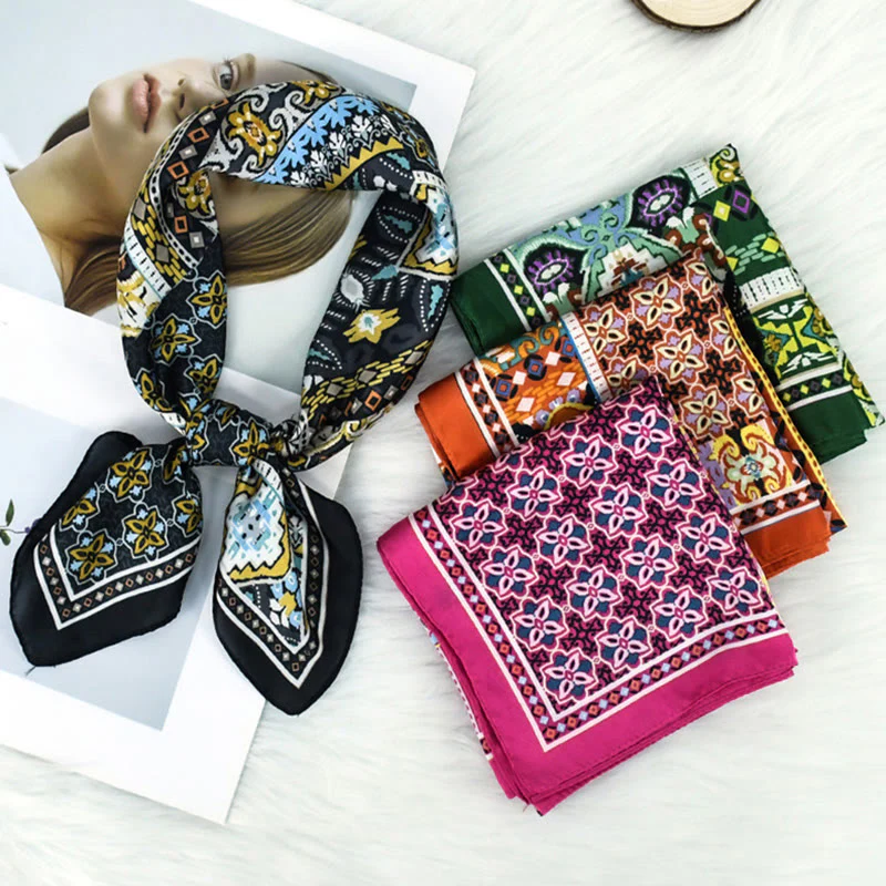 Women's Stylish Colorful Paisley Print All Season Lightweight Square Scarf - Image 10