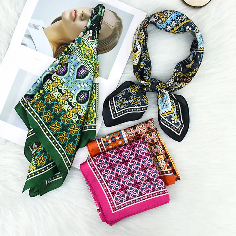 Women's Stylish Colorful Paisley Print All Season Lightweight Square Scarf - Image 11