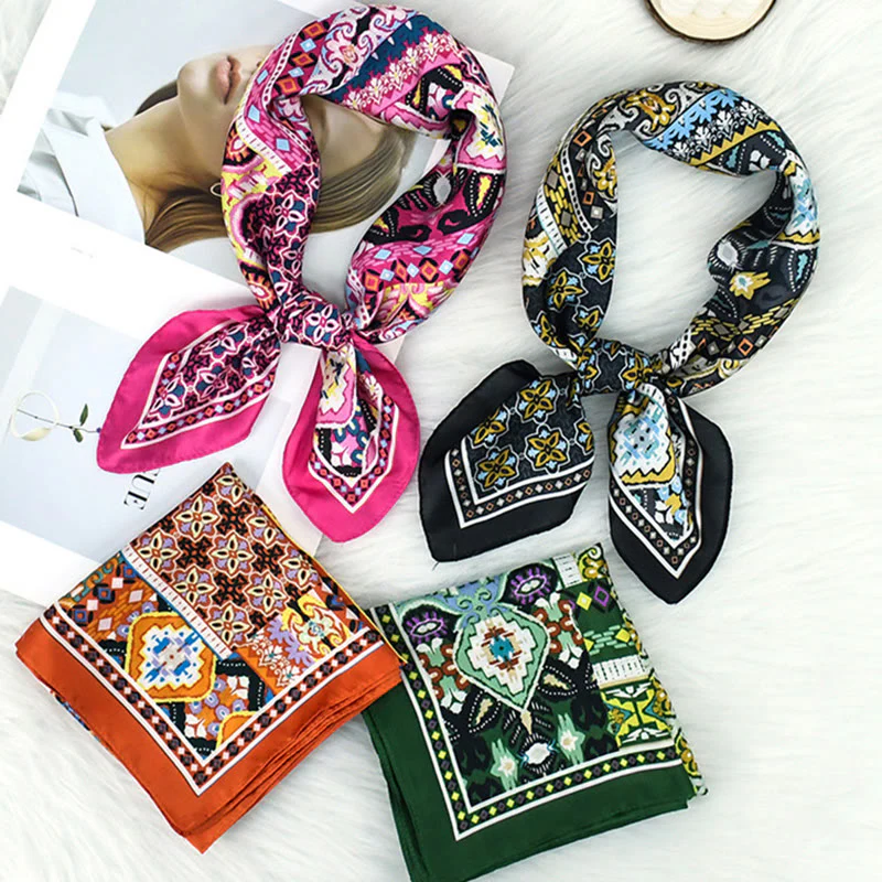 Women's Stylish Colorful Paisley Print All Season Lightweight Square Scarf - Image 12