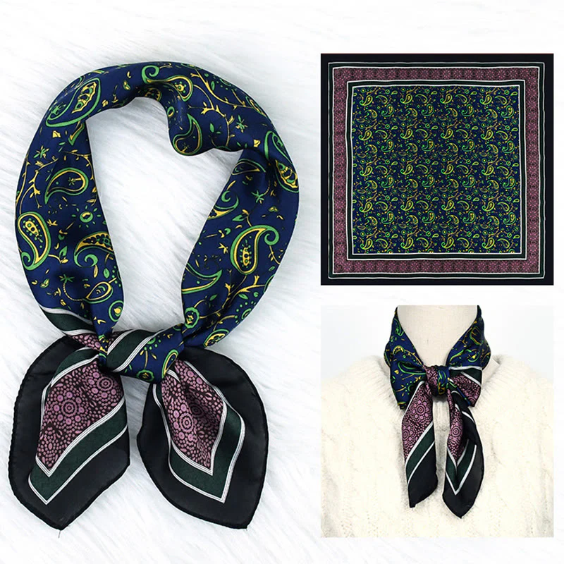 Women's Stylish Colorful Paisley Print All Season Lightweight Square Scarf - Image 8