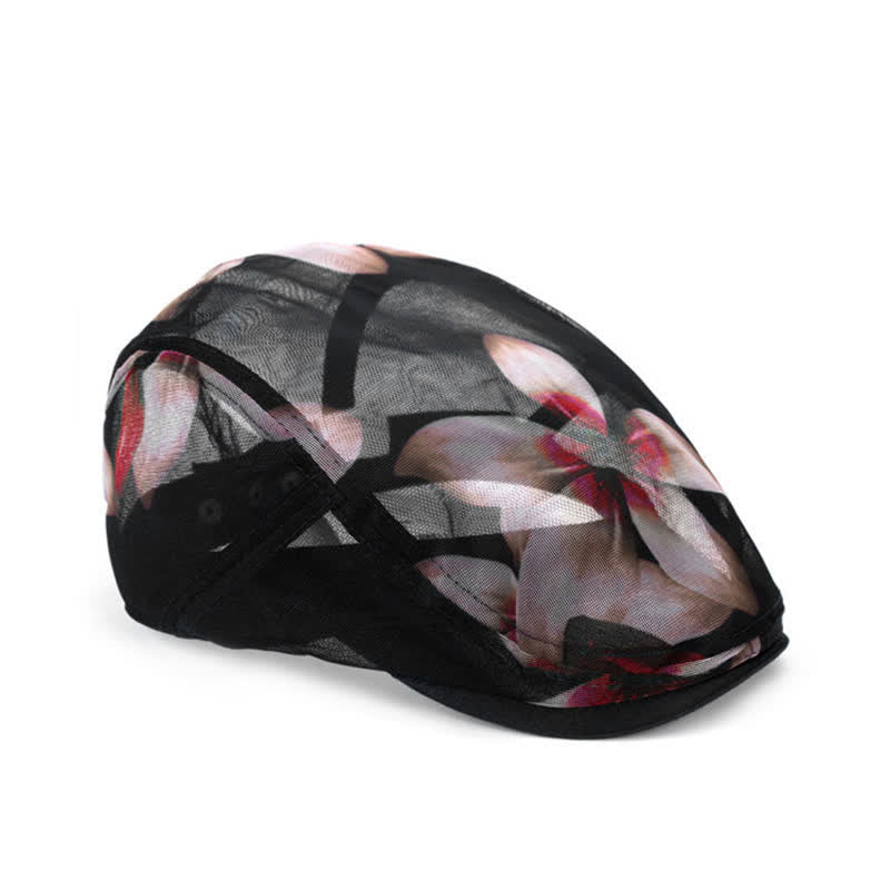 Women's Stylish Flower Pattern Hollowed-out Mesh Beret Hat - Image 3