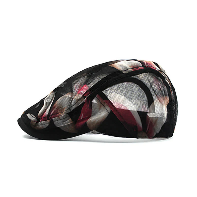 Women's Stylish Flower Pattern Hollowed-out Mesh Beret Hat - Image 5