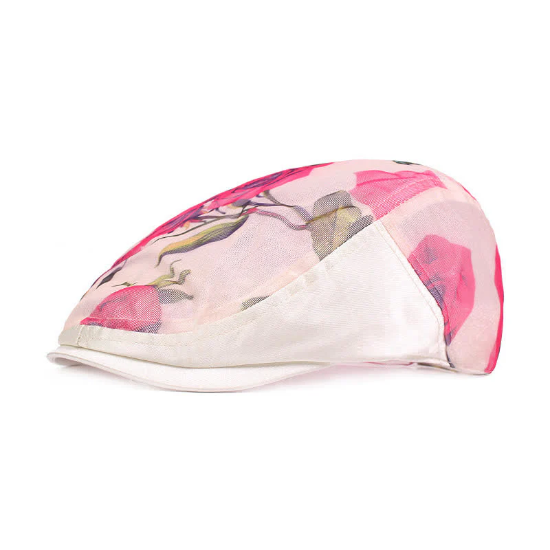 Women's Stylish Flower Pattern Hollowed-out Mesh Beret Hat - Image 9