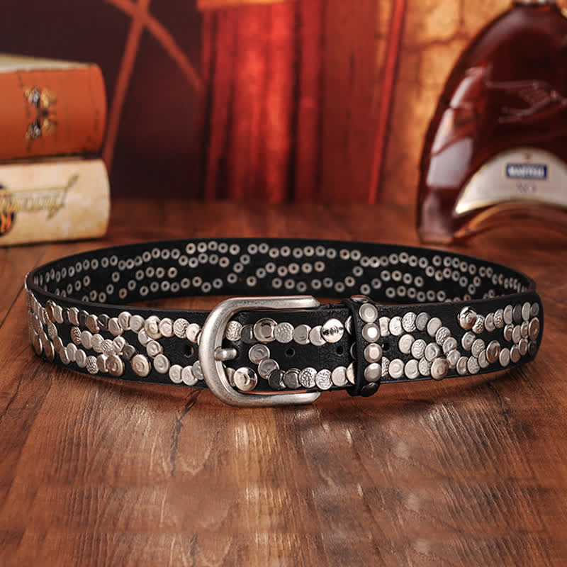 Women's Stylish Metal Plate Studded Leather Belt - Image 3