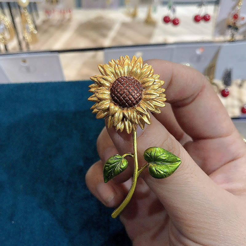Women's Sunflower Enamel Brooch - Image 2