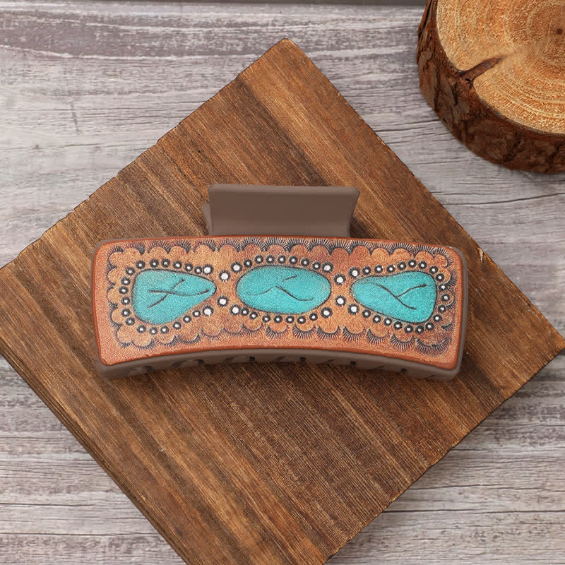 Women's Sunflower Letters Print Western Hair Claw Clip - Image 3