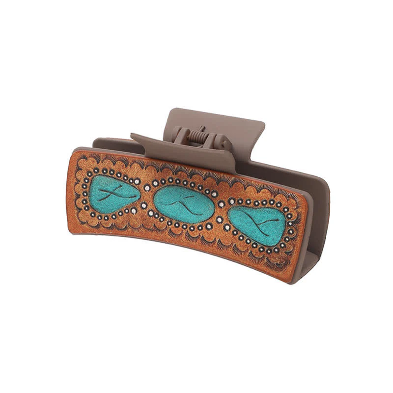 Women's Sunflower Letters Print Western Hair Claw Clip - Image 4