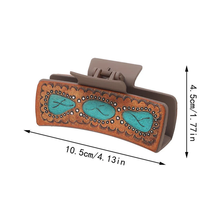 Women's Sunflower Letters Print Western Hair Claw Clip - Image 5