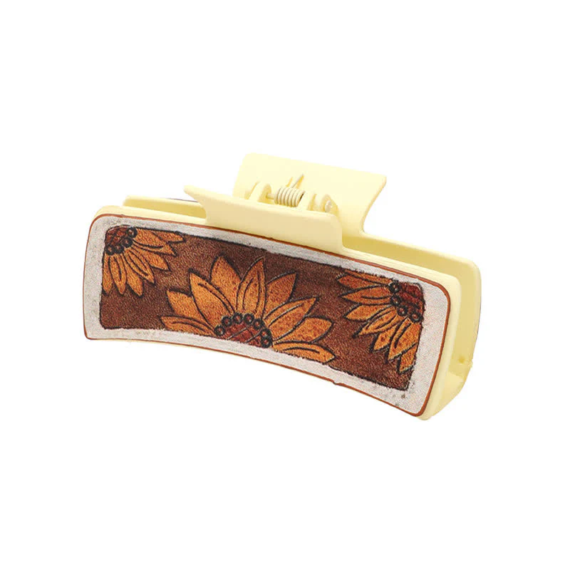 Women's Sunflower Letters Print Western Hair Claw Clip - Image 8
