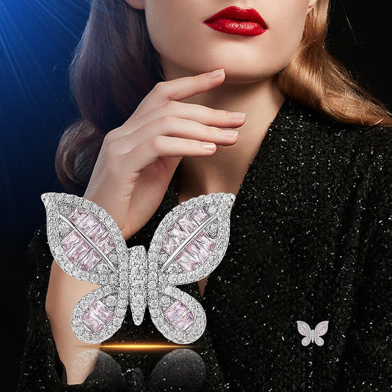 Women's Sweet Ice Pink Butterfly Style Magnetic Brooch - Image 2