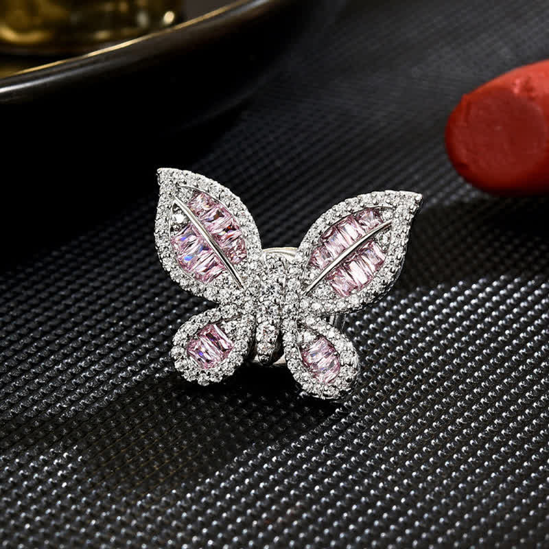 Women's Sweet Ice Pink Butterfly Style Magnetic Brooch - Image 3