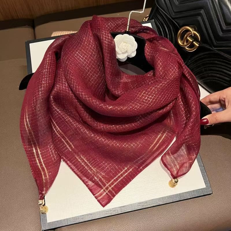 Women's Textured Embellished Lightweight Flowy Scarf - Image 2