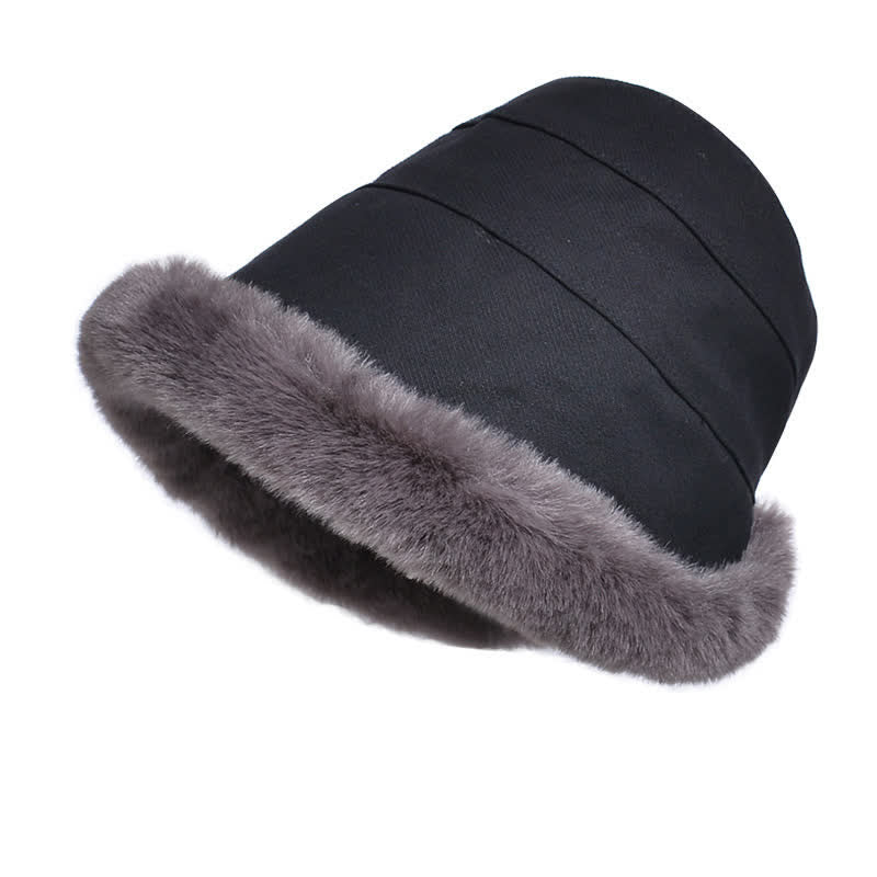 Women's Thickened Warm Plush Brim Bucket Hat - Image 5