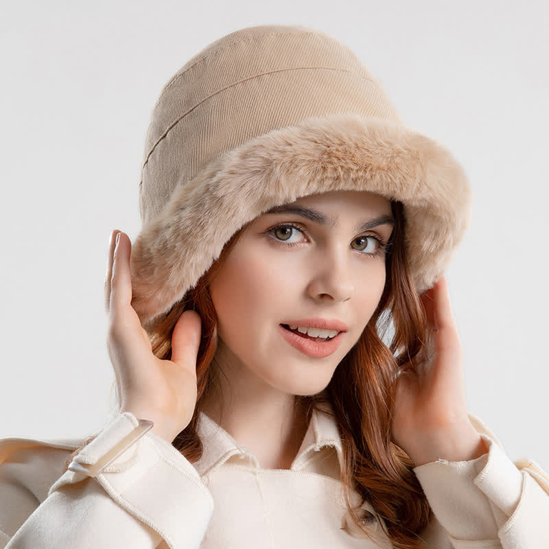 Women's Thickened Warm Plush Brim Bucket Hat - Image 6