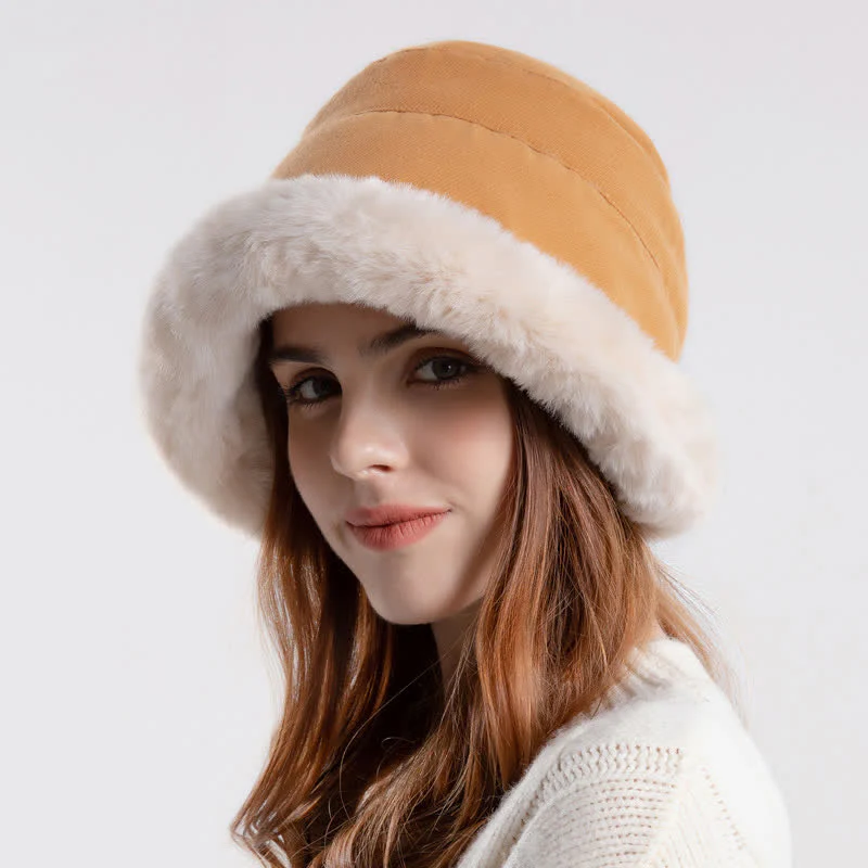 Women's Thickened Warm Plush Brim Bucket Hat - Image 8