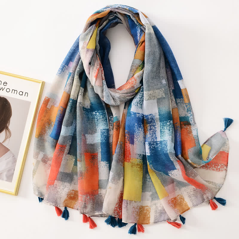 Women's Thin Lovely Butterfly Floral Tassel Scarf - Image 33