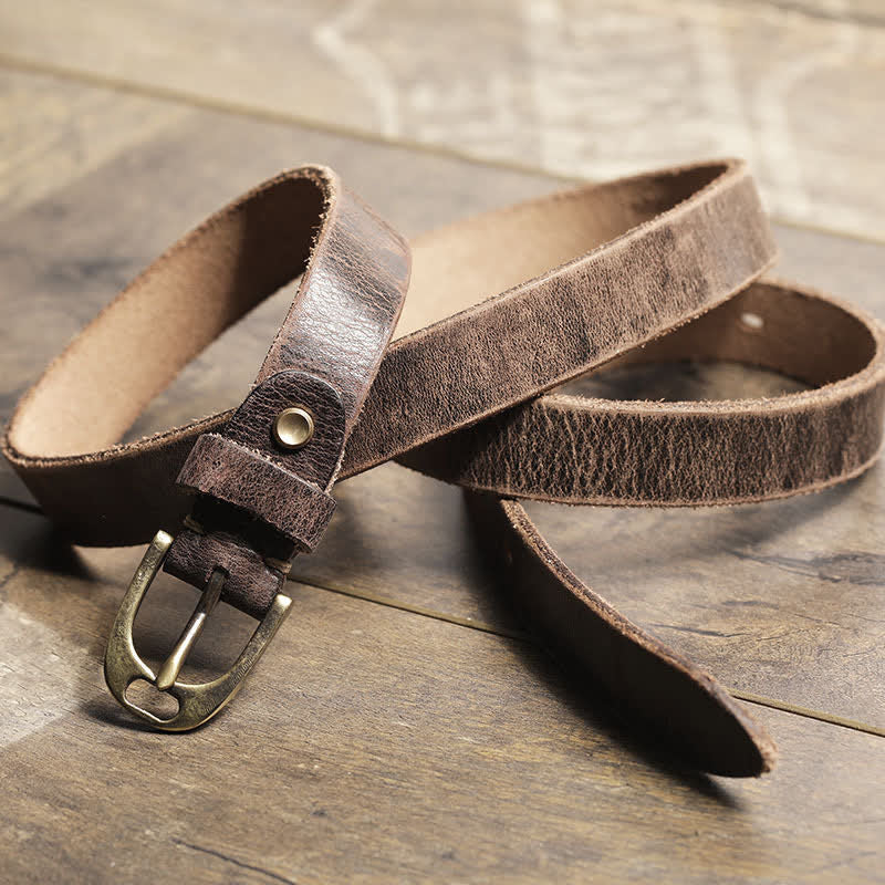 Women's Thin Strap Skinny Cowhide Leather Belt - Image 8