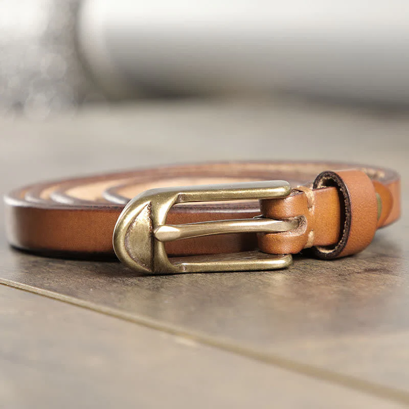 Women's Thin Strap Skinny Cowhide Leather Belt - Image 10