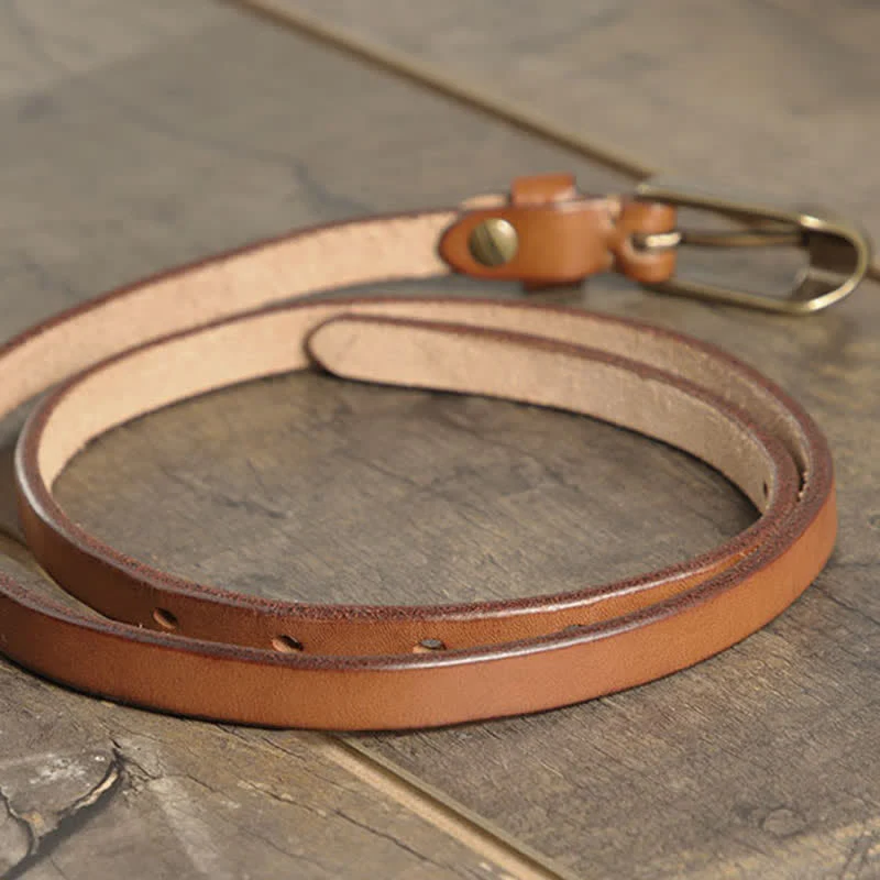 Women's Thin Strap Skinny Cowhide Leather Belt - Image 11