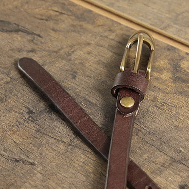 Women's Thin Strap Skinny Cowhide Leather Belt - Image 3