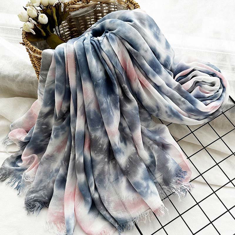 Women's Tie Dye Art Printed Lightweight Shawl Thin Scarf - Image 19