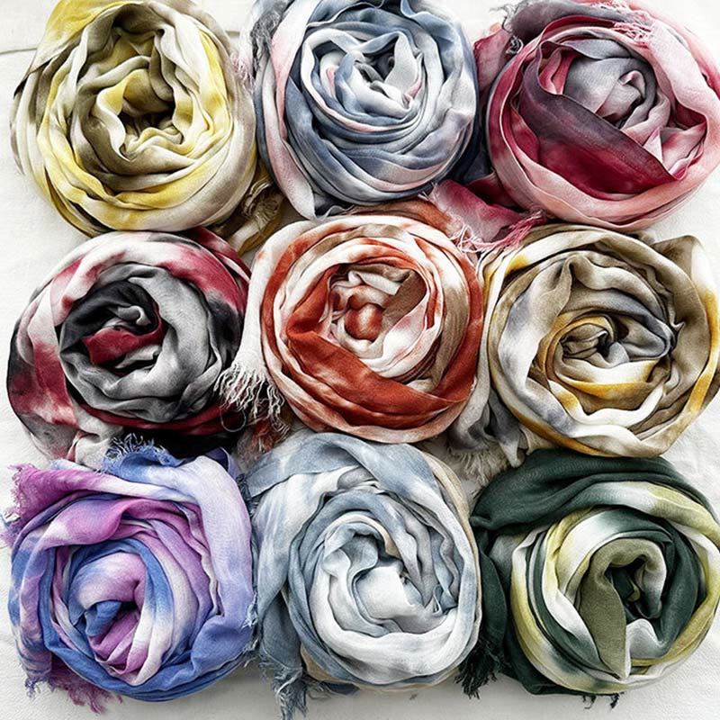 Women's Tie Dye Art Printed Lightweight Shawl Thin Scarf - Image 3