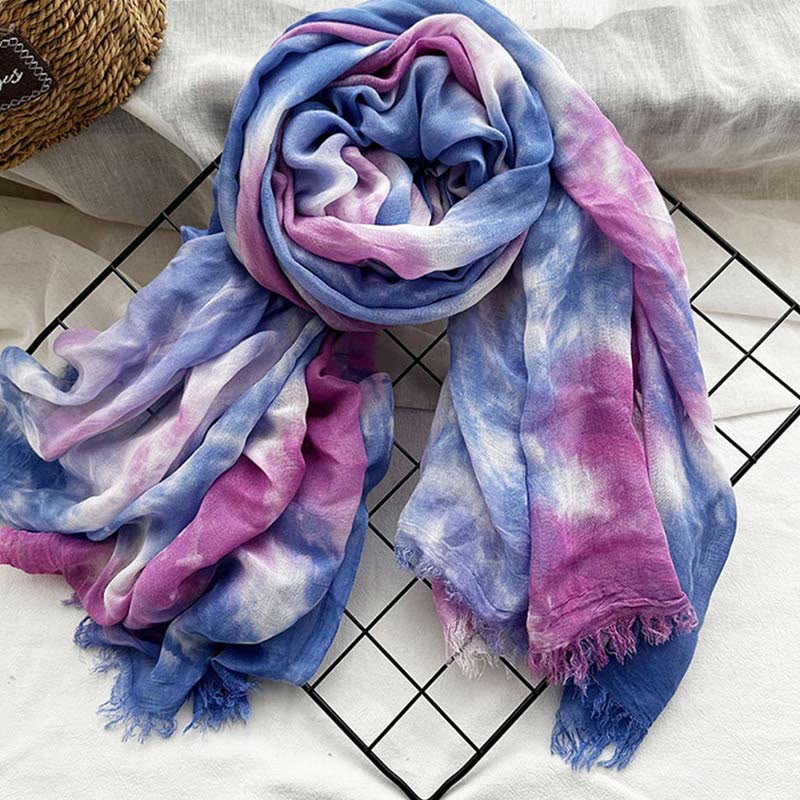 Women's Tie Dye Art Printed Lightweight Shawl Thin Scarf - Image 4
