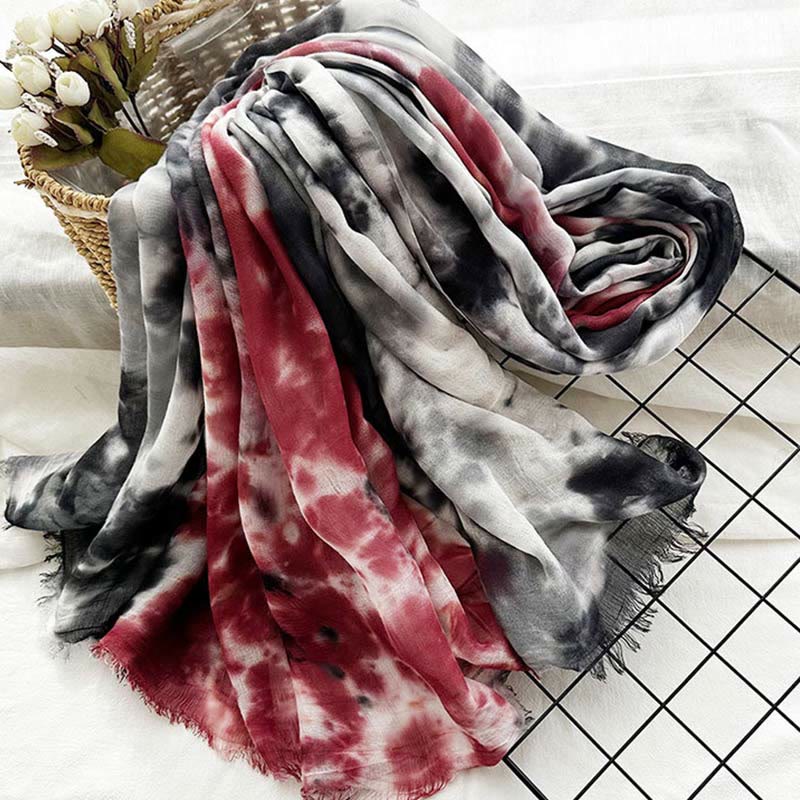 Women's Tie Dye Art Printed Lightweight Shawl Thin Scarf - Image 7