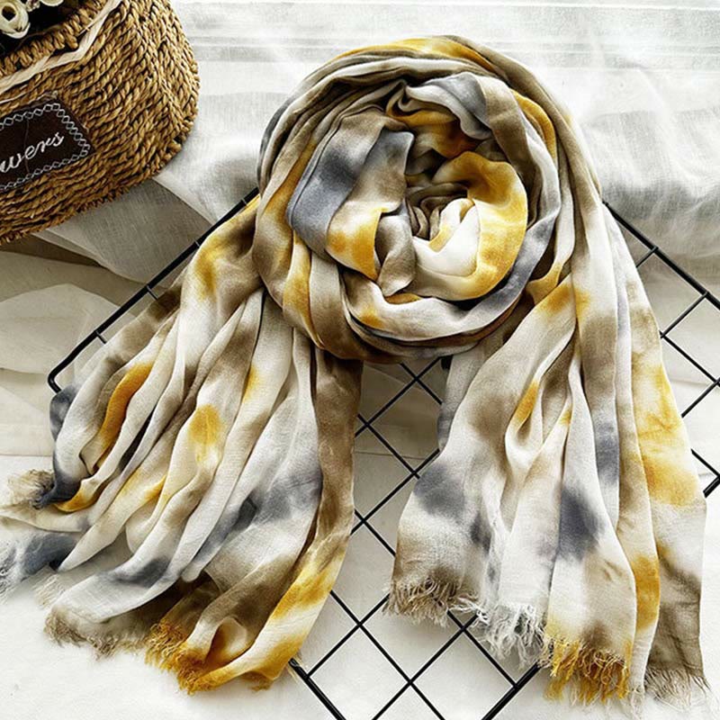 Women's Tie Dye Art Printed Lightweight Shawl Thin Scarf - Image 8