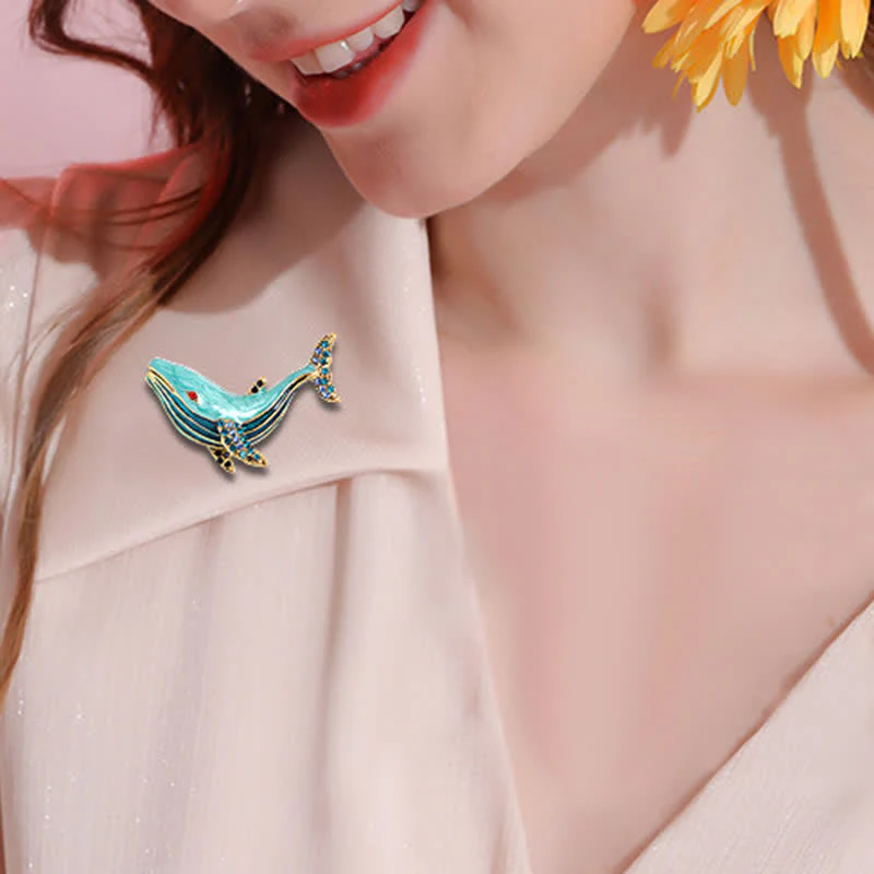 Women's Treasure Whale Enamel Brooch - Image 3